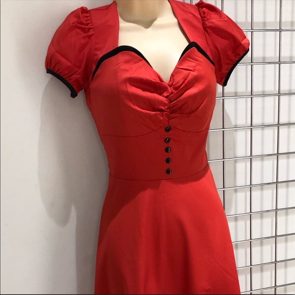Vintage retro style red sweetheart swing dress - Picture 4 of 8